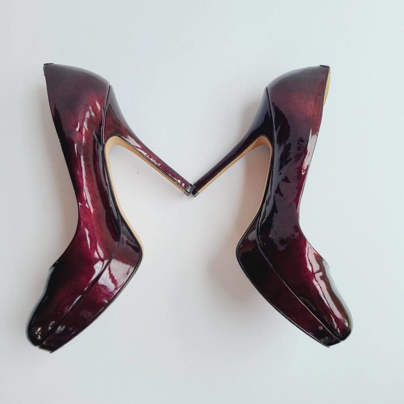 Joan & David Patent Leather Burgundy Platform Pumps Size‎ 7.5 - Picture 5 of 12